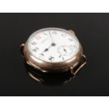 A gent's gold plated Waltham manual wristwatch head. Not working.