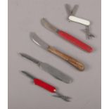 Five pen knives, Victorinox, Saynor examples