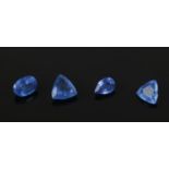 Four large natural sapphires of oval, pear and trillion cut form. All heat treated, largest 8.7ct,