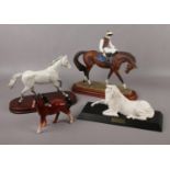 Four equestrian figures to include two Beswick examples, 'One Man' height 22 cm, 'Spirit of Peace'