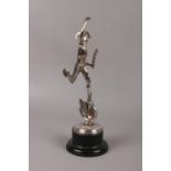 A 1950s Isle of Man TT motorcycle racing trophy. Silver plated, formed as Mercury stood upon a