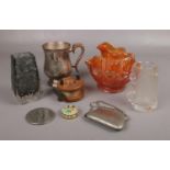 A group of collectables, to include Nachtmann glass, Whitefriars style vase, Indonesian bone pill