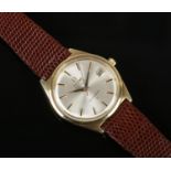 A gentleman's gold capped Omega Automatic Constellation wristwatch. With satin dial, baton markers