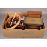 A box of miscellaneous, wooden jewellery boxes, ceramic dish etc