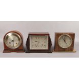 Three 8 day mantel clocks. Including an Art Deco walnut cased signed Sorley, Glasgow, Mercer