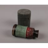 A George III early 19th century shagreen and stained ivory single drawer small telescope by