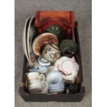 A box of miscellaneous, to include Aynsley, Poole, clock, ginger jar etc.