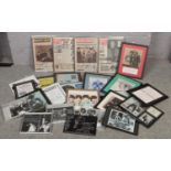 A box of prints/photographs, The Beatles, Elvis Presley examples