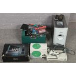 A collection of electronic equipment to include boxed Nintendo Wii Console, Xbox 360 and controller,