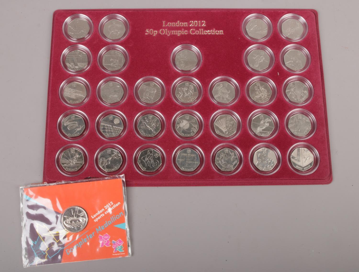 A London 2012 Olympic 50 pence collection, a full set of 29 coins to include 2012 Royal Shield of