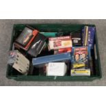 A box of die cast vehicles, Jaguar, Austin, Corgi examples to include Only Fools and Horses