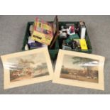 Two boxes of miscellaneous, Mettoy Belphone, Rington's Ceramic Morris Minor, Wesco Wallace &