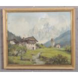 Karger (continental school. Framed oil on canvas. Alpine scene, 62cm x 75cm.