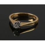 A vintage 18ct gold diamond solitaire ring. Size 0.2ct marked to the shank, Birmingham 1982, 3.1