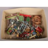 A collection of vintage toy, to include lead figures, carriages etc.