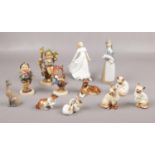 A collection of ceramics, Royal Doulton Friendship figure, Three Goebel figures examples