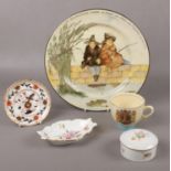 Royal Doulton 'The Gallant Fishers' plate, Royal Crown Derby ' Derby Posies' trinket, pin dishes, to