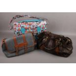 Three handbags, Mantaray shoulder bag, Next Brown Leather bag & Satchel.