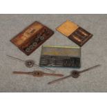 A collection of tap and die sets, stocks etc, including Draper etc.