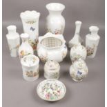 A collection Aynsley ceramics to include vases, trinket dish, pembroke patterned vase ect.