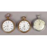 Three pocket watches to include Smiths, New Haven examples, etc.