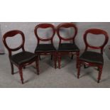 A set of 4 Victorian mahogany balloon dining chairs.