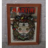 A framed Martini advertising wall mirror.