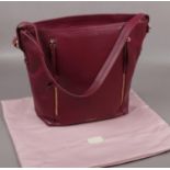 A Radley Burgundy Aldgate Medium Hobo bag, with dust cover