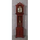 A modern mahogany cased grandmother clock.