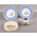 A pair of Copeland & Garrett Felspar Porcelain plates, Royal Doulton Bunnykins Baby Dish, and