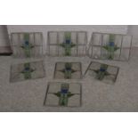 Seven Stained glass lead panels ( 54 cm length x 38 width) (36cm length x 38cm width)