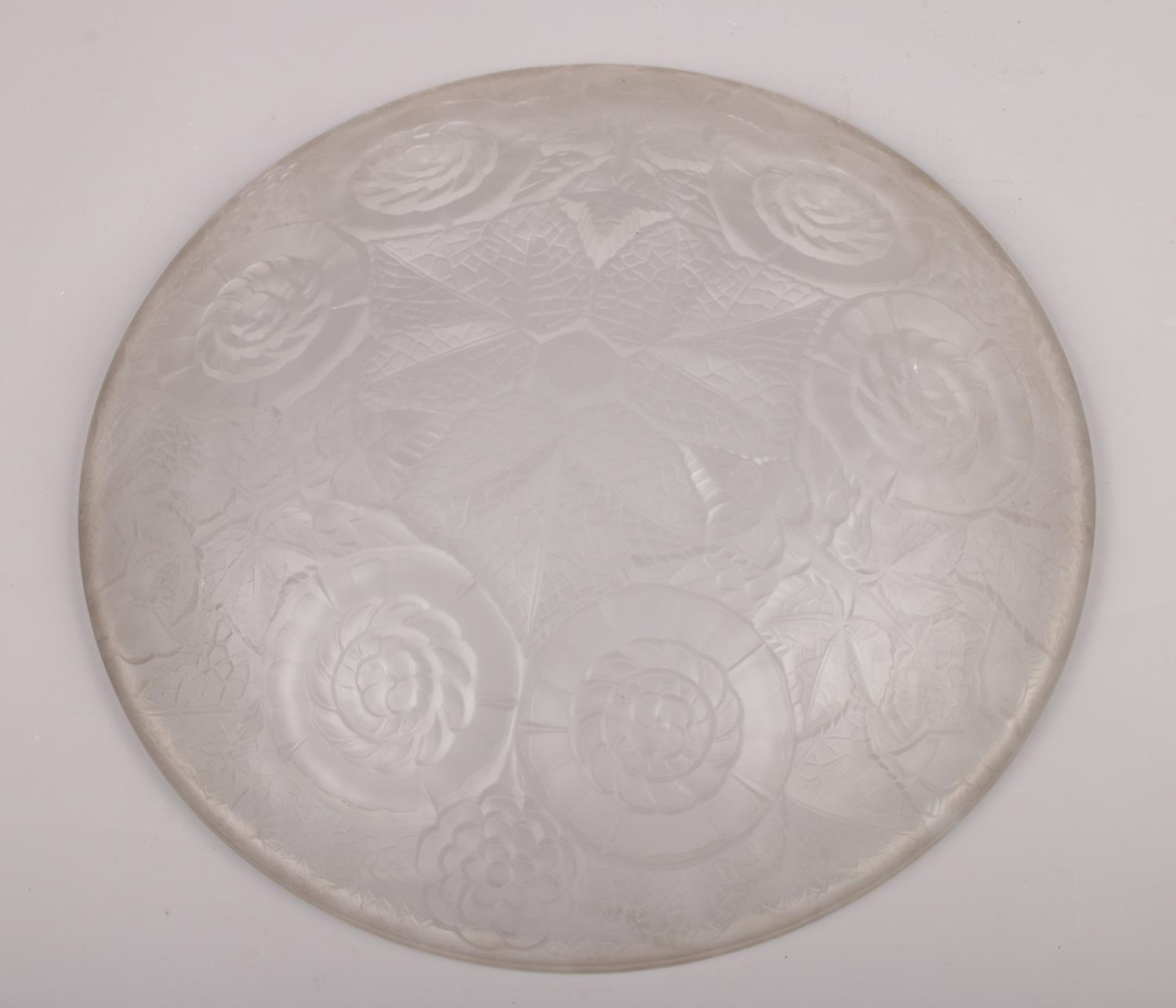 A French Lalique style dish, with moulded floral decoration. - Image 2 of 2