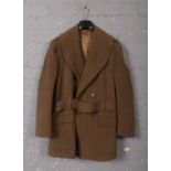 A World War II original 1941 US Army Khaki wool overcoat with belt label reads, Albert Turner Inc