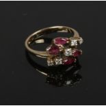 A 9ct gold Ruby & Diamond ring, size M