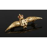 A 9ct gold enamelled RAF brooch. (1.92g).