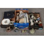 Three boxes of miscellaneous, mainly ceramics Meakin, Spode and Adderley.