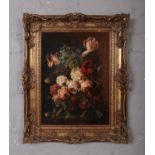 B. Pal M Dutch school, a gilt framed oil on board, still life signed.