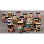 A box of character jugs to include Staffordshire examples etc.