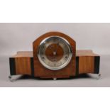 An Art Deco walnut cased Norland Clock Company Westminster chime mantel clock. No key.