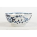 A Philip Christian & Co. Liverpool blue and white bowl. Painted in underglaze blue with a bird