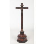 An 18th century Flemish red tortoiseshell Corpus Christi. With bronze figure of Christ raised on a