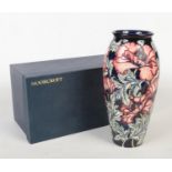 A large contemporary Moorcroft pottery vase in box. Designed as a trial piece by Rachel Bishop. Tube