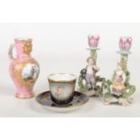 A collection of early 20th century German porcelain. Including a pair of Dresden figural