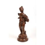 Marcel Debut (French 1865-1933) a patinated bronze sculpture. Formed as a young flower fairy