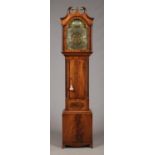 A George III figured mahogany 8 day longcase clock by John Hamilton, Glasgow. With brass arch top