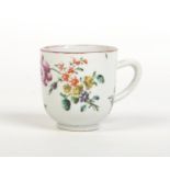 A Chinese coffee cup with plain loop handle. Painted in the London Workshop of James Giles with a