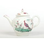 A Worcester globular teapot and cover with pointed finial. Painted in the workshop of James Giles