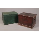 Two 19th century stained pine trunks. One with fitted interior and stencilled to the front, No 6B of