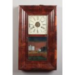 A 19th century American mahogany cased 30 hour alarm clock by E. N. Welch. With a reverse painted