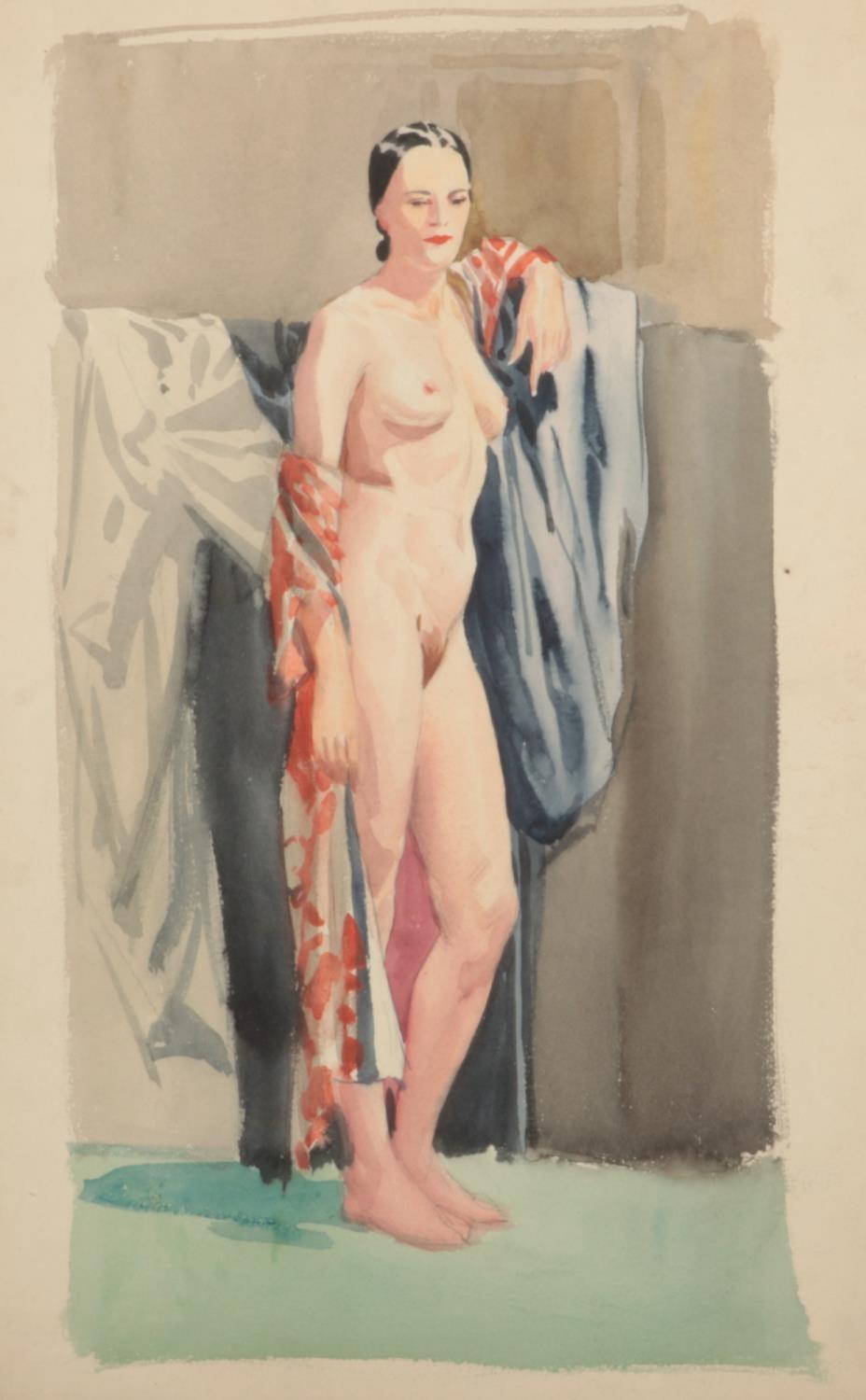 Harry Arthur Riley R.I. (1895-1966), a watercolour study of a nude female (53cm x 33cm). (Postage